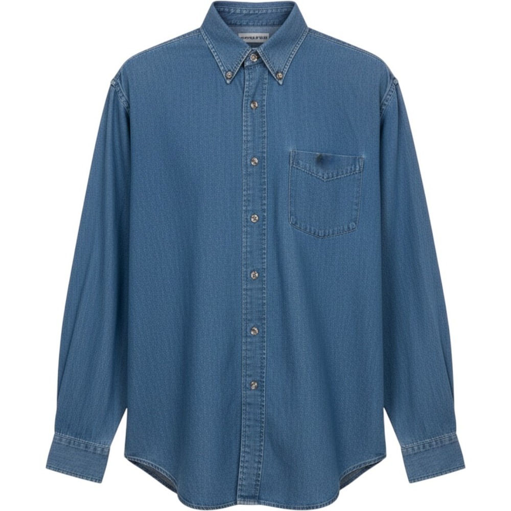 Vintage B Guttman Blue Denim Button Down Shirt Embroidered Crest 16.5 34/35